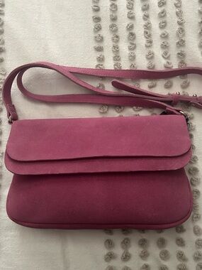 Pink Suede Crossbody Bag - Sleek Everyday Style